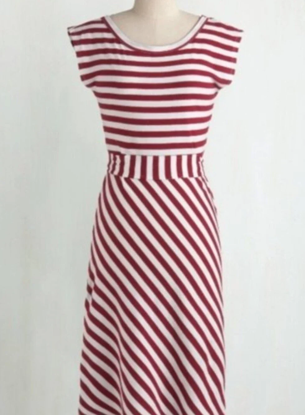 Synergy Modcloth Organic Cotton Red & White Striped Dress